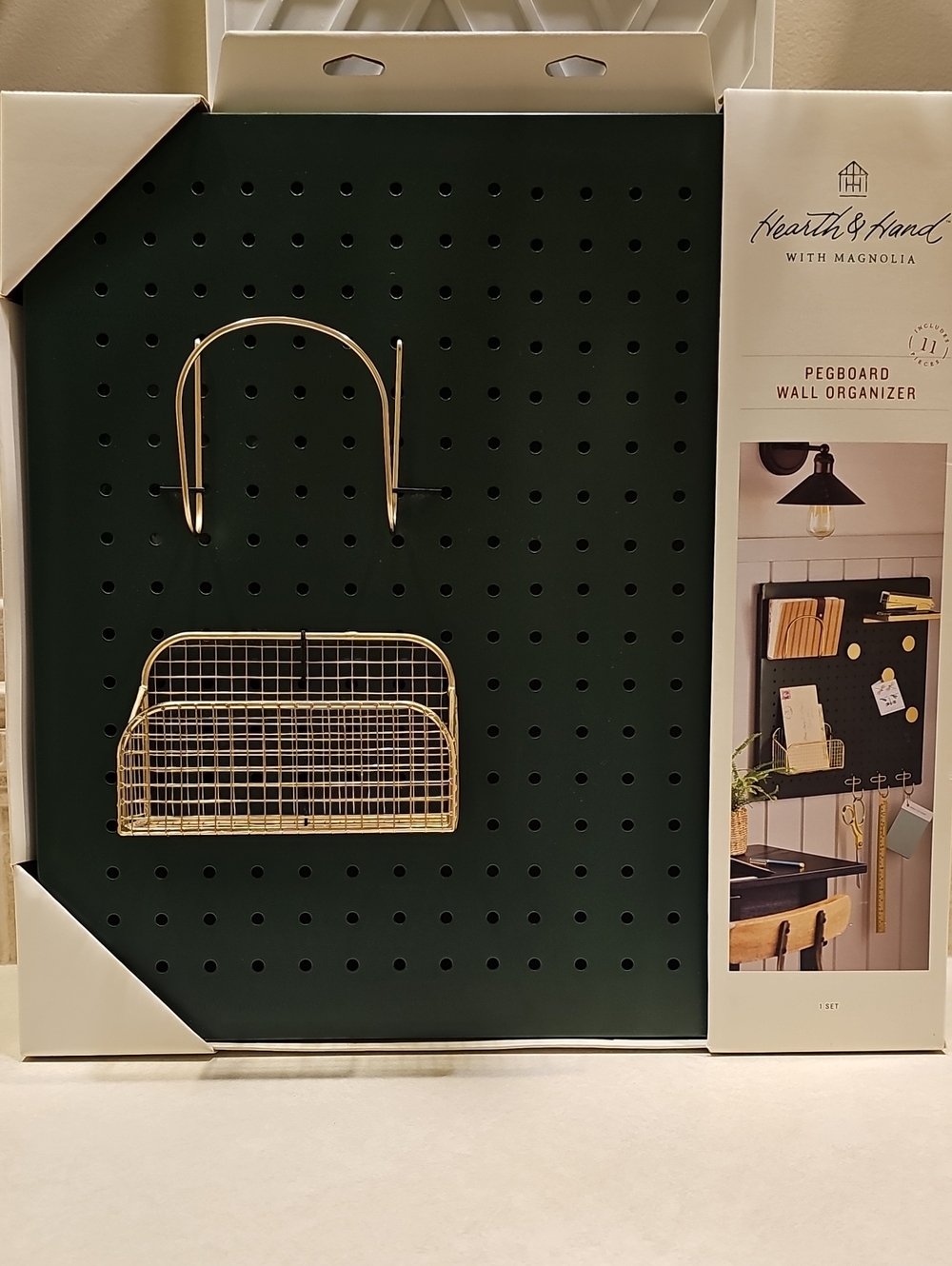 Hearth & Hand Metal Green Pegboard Wall Organizer (3 Piece Set)
